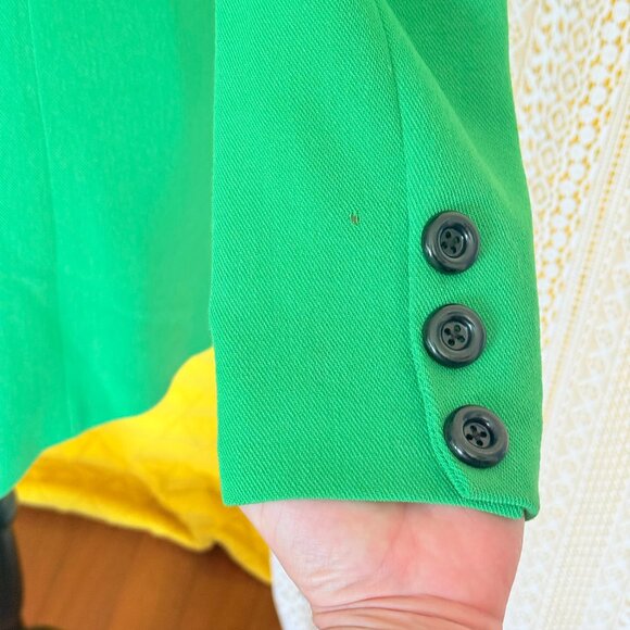 Vintage Kelly Green Mid Length Wool Blend Pea Coat by Rickie Freeman Size 4 - Picture 9 of 12